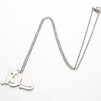 Stainless Steel Titanium Steel Fashion Plating Cat Pendant Necklace main image 4