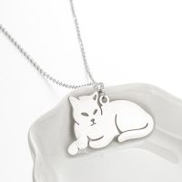 Stainless Steel Titanium Steel Fashion Plating Cat Pendant Necklace sku image 1