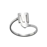 1 Pieza Moda Letra Acero Titanio Enchapado Anillo Abierto sku image 26