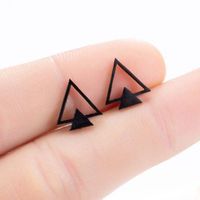 Simple Style Triangle Stainless Steel Plating Hollow Out Ear Studs 1 Pair main image 1