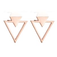 Simple Style Triangle Stainless Steel Plating Hollow Out Ear Studs 1 Pair sku image 4