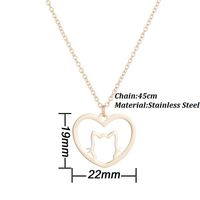 Fashion Heart Shape Cat Stainless Steel Pendant Necklace 1 Piece main image 5