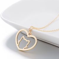 Fashion Heart Shape Cat Stainless Steel Pendant Necklace 1 Piece main image 3