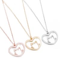 Fashion Heart Shape Cat Stainless Steel Pendant Necklace 1 Piece main image 2