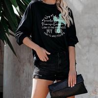 Casual Cactus Letter Polyester Round Neck Short Sleeve Batwing Sleeve Printing Blouse main image 2