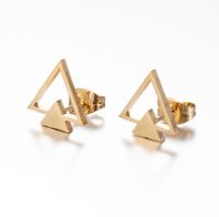 Simple Style Triangle Stainless Steel Plating Hollow Out Ear Studs 1 Pair main image 3