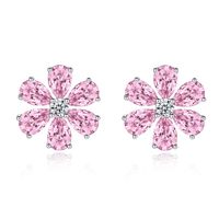 Wholesale Simple Style Flower Sterling Silver Inlay Earrings Necklace sku image 6