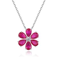 Wholesale Simple Style Flower Sterling Silver Inlay Earrings Necklace sku image 3
