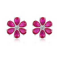 Wholesale Simple Style Flower Sterling Silver Inlay Earrings Necklace sku image 8