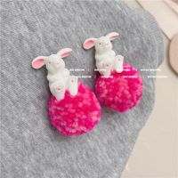 1 Pair Cute Rabbit Flocking Women's Earrings main image 2