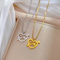 Fashion Letter Heart Shape Titanium Steel Pendant Necklace 1 Piece main image 1