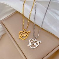 Fashion Letter Heart Shape Titanium Steel Pendant Necklace 1 Piece main image 5