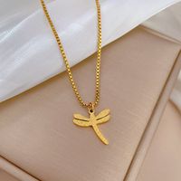 Fashion Dragonfly Titanium Steel Pendant Necklace 1 Piece sku image 1