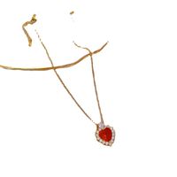 Fashion Heart Shape Titanium Steel Copper Inlay Rhinestones Necklace main image 5