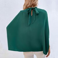 Women's Blouse 3/4 Length Sleeve Blouses Patchwork Pleated Casual Solid Color main image 4