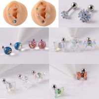 1 Piece Simple Style Moon Bow Knot 304 Stainless Steel Resin Copper Ear Studs main image 1