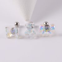 1 Piece Simple Style Moon Bow Knot 304 Stainless Steel Resin Copper Ear Studs main image 2