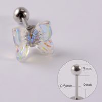 1 Piece Simple Style Moon Bow Knot 304 Stainless Steel Resin Copper Ear Studs sku image 2