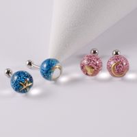 1 Piece Simple Style Moon Bow Knot 304 Stainless Steel Resin Copper Ear Studs main image 4