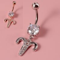 Fashion Constellation Stainless Steel Copper Inlay Zircon Belly Ring 1 Piece sku image 3