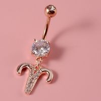 Fashion Constellation Stainless Steel Copper Inlay Zircon Belly Ring 1 Piece main image 5