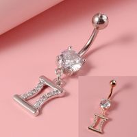 Fashion Constellation Stainless Steel Copper Inlay Zircon Belly Ring 1 Piece sku image 1