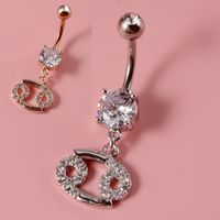 Fashion Constellation Stainless Steel Copper Inlay Zircon Belly Ring 1 Piece sku image 19