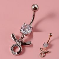 Fashion Constellation Stainless Steel Copper Inlay Zircon Belly Ring 1 Piece sku image 9