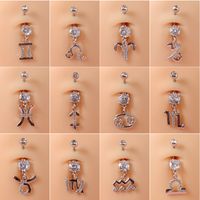 Fashion Constellation Stainless Steel Copper Inlay Zircon Belly Ring 1 Piece main image 1