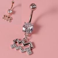 Fashion Constellation Stainless Steel Copper Inlay Zircon Belly Ring 1 Piece sku image 11