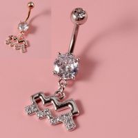 Fashion Constellation Stainless Steel Copper Inlay Zircon Belly Ring 1 Piece sku image 23