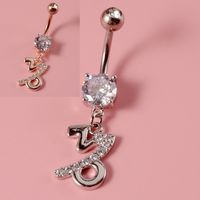 Fashion Constellation Stainless Steel Copper Inlay Zircon Belly Ring 1 Piece sku image 4