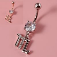 Fashion Constellation Stainless Steel Copper Inlay Zircon Belly Ring 1 Piece sku image 8