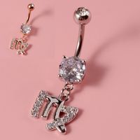Fashion Constellation Stainless Steel Copper Inlay Zircon Belly Ring 1 Piece sku image 10