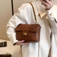 Women's Small Pu Leather Solid Color Fashion Square Lock Clasp Crossbody Bag sku image 7