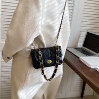 Women's Small Pu Leather Solid Color Fashion Square Lock Clasp Crossbody Bag sku image 1