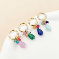 Basic Fashion Simple Style Water Droplets Stainless Steel Plating Metal Natural Stone Drop Earrings 1 Pair main image 1