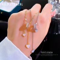 Fashion Heart Shape Titanium Steel Copper Plating Inlay Artificial Diamond Pendant Necklace main image 3