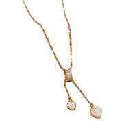 Fashion Heart Shape Titanium Steel Copper Plating Inlay Artificial Diamond Pendant Necklace main image 5