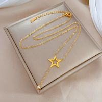 Lady Star Titanium Steel Plating Zircon Pendant Necklace 1 Piece sku image 1