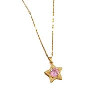 Fashion Star Stainless Steel Copper Plating Inlay Artificial Diamond Pendant Necklace main image 4