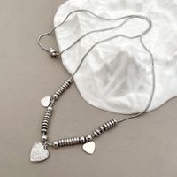 Fashion Heart Shape Titanium Steel Tassel Plating Chain Necklace 1 Piece main image 1
