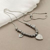 Fashion Heart Shape Titanium Steel Tassel Plating Chain Necklace 1 Piece main image 3