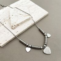 Fashion Heart Shape Titanium Steel Tassel Plating Chain Necklace 1 Piece sku image 1