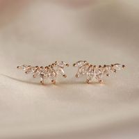 Simple Style Wings Copper Inlay Zircon Ear Studs 1 Pair main image 1
