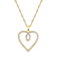 Fashion Heart Shape Stainless Steel Copper Plating Inlay Rhinestones Pendant Necklace main image 6