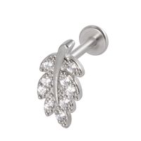 Fashion Heart Shape Flower Stainless Steel Copper Plating Inlay Zircon Lip Stud 1 Piece main image 6