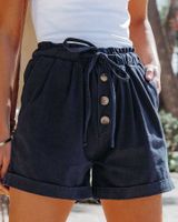 Women's Fashion Solid Color Cotton Washed Shorts main image 4