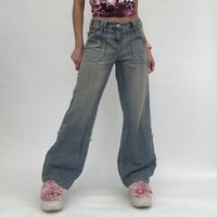 Frau Täglich Retro Farbverlauf In Voller Länge Reißverschluss Jeans sku image 1
