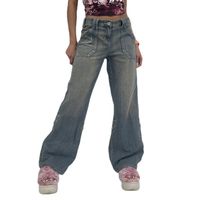 Women's Daily Retro Gradient Color Full Length Zipper Jeans main image 6